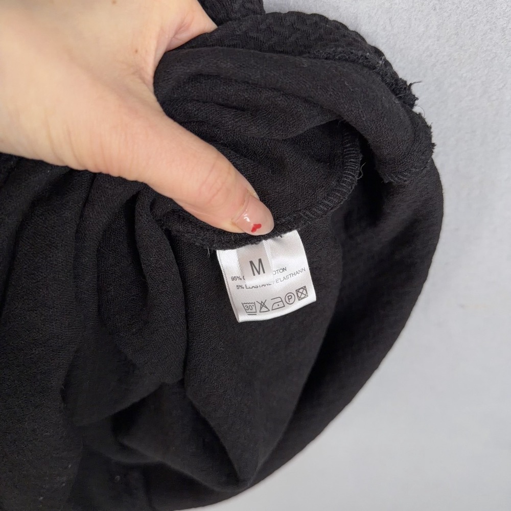 Ganni Dress Womens Medium Black Textured Fit Flare Sleeveless Scoop Neck Mini - Picture 5 of 12